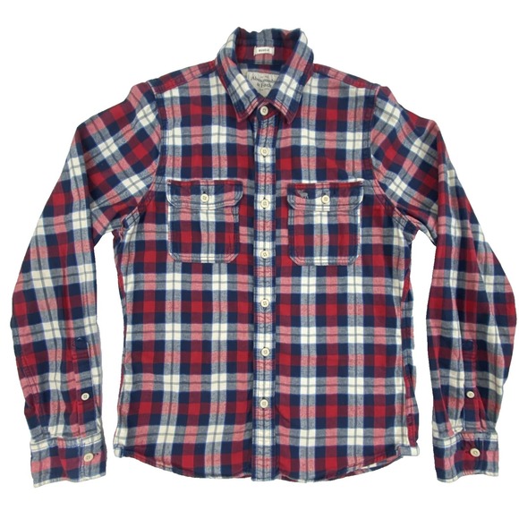 Abercrombie & Fitch Other - Abercrombie & Fitch A&F Mens XXL Flannel Plaid Muscle Fit Long Sleeve Moose Red
